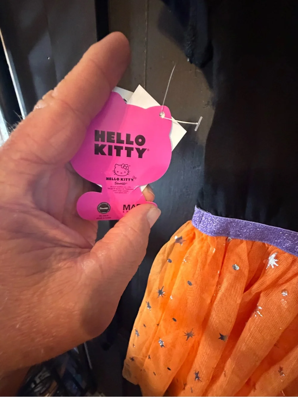 Hello Kitty Black Top with Orange Tulle Skirt and Purple Waistband